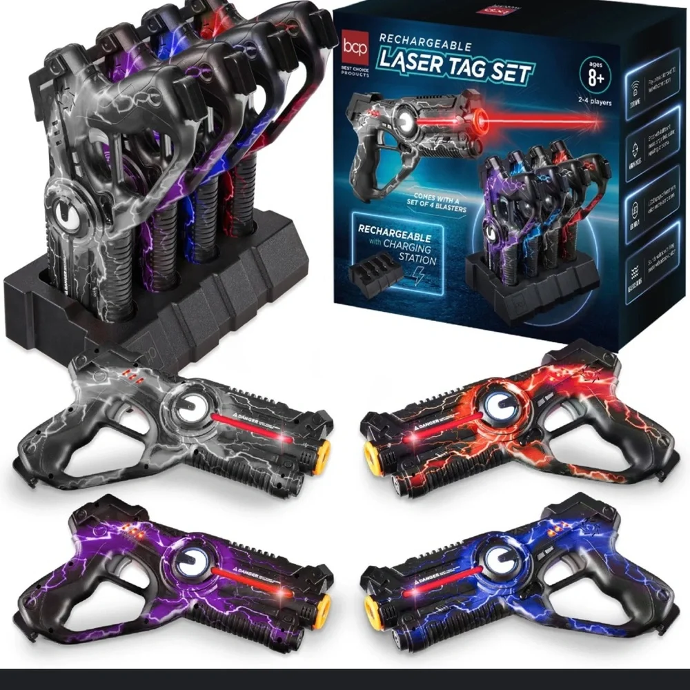 Rechargeable Laser Tag Set - Black, Red, Blue